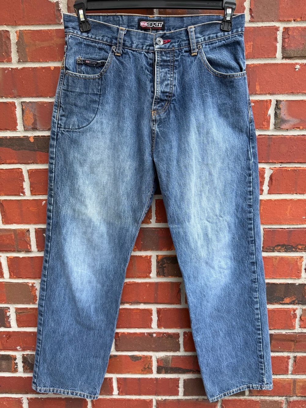 Vintage Split 90’s Men’s 30 x 30 Button Fly Skateboard Medium Blue Wash Jeans P1